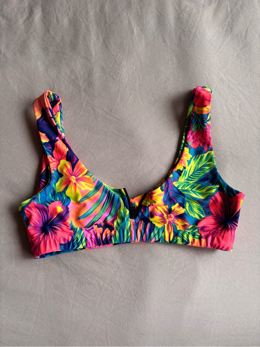 Stone Fox Swim Neon Tropical Floral Bikini Top